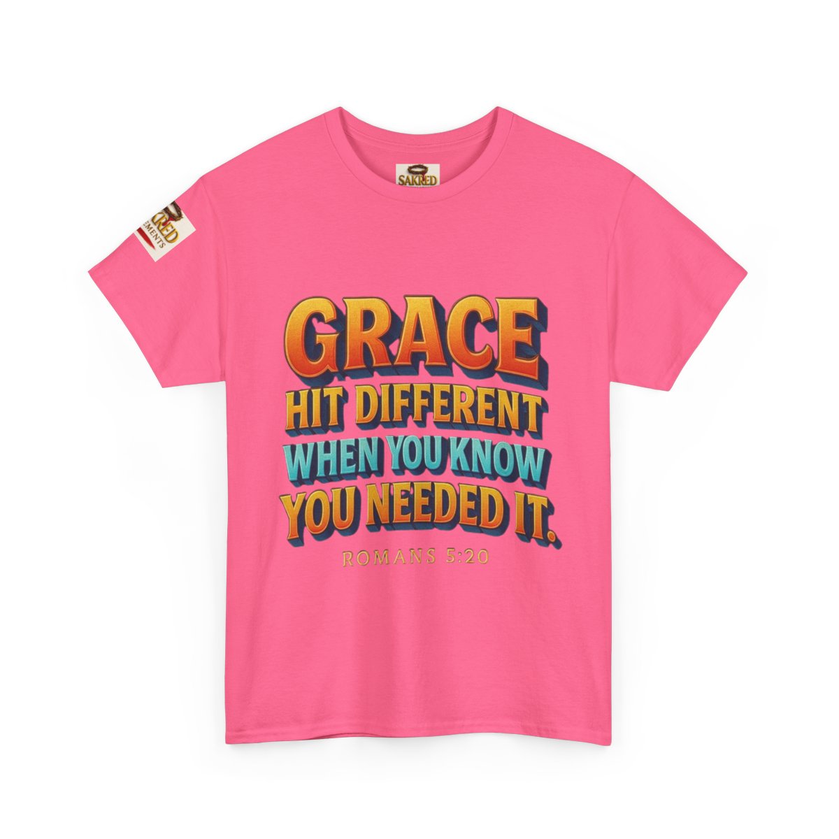 “Covered in Strength” Unisex Tee – Grace Hit Different (Romans 5:20)