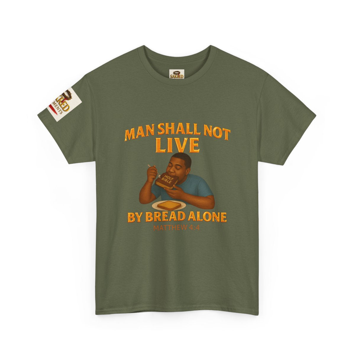 “Not By Bread Alone” Male Tee – (Matthew 4:4)