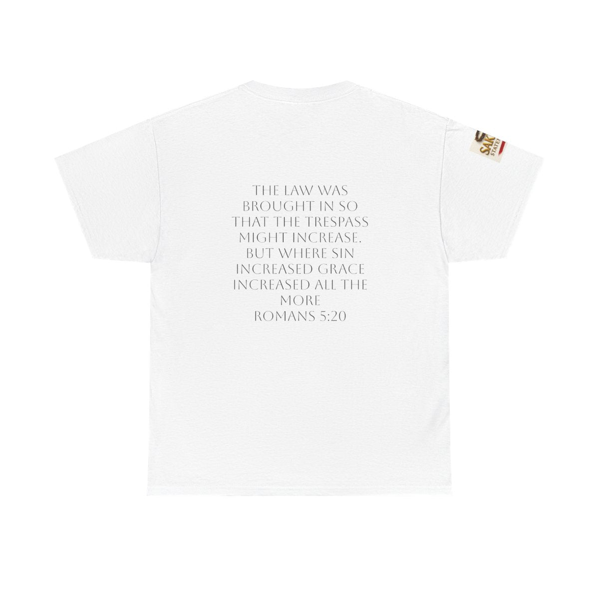 “Covered in Strength” Unisex Tee – Grace Hit Different (Romans 5:20)