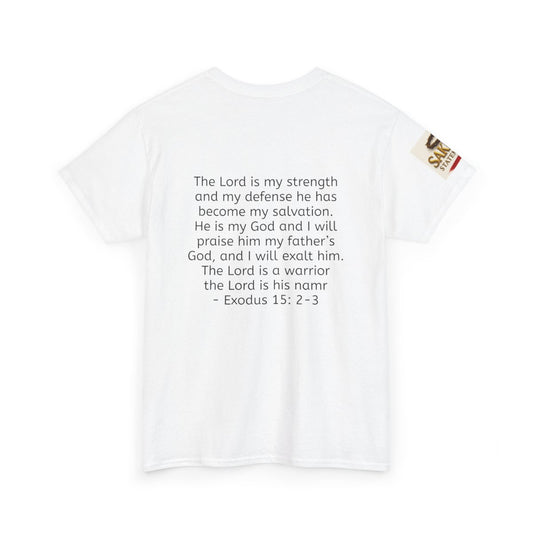 “Warfare & Worship” Male Tee – Man of War. Man of Worship (Exodus 15:2-3)