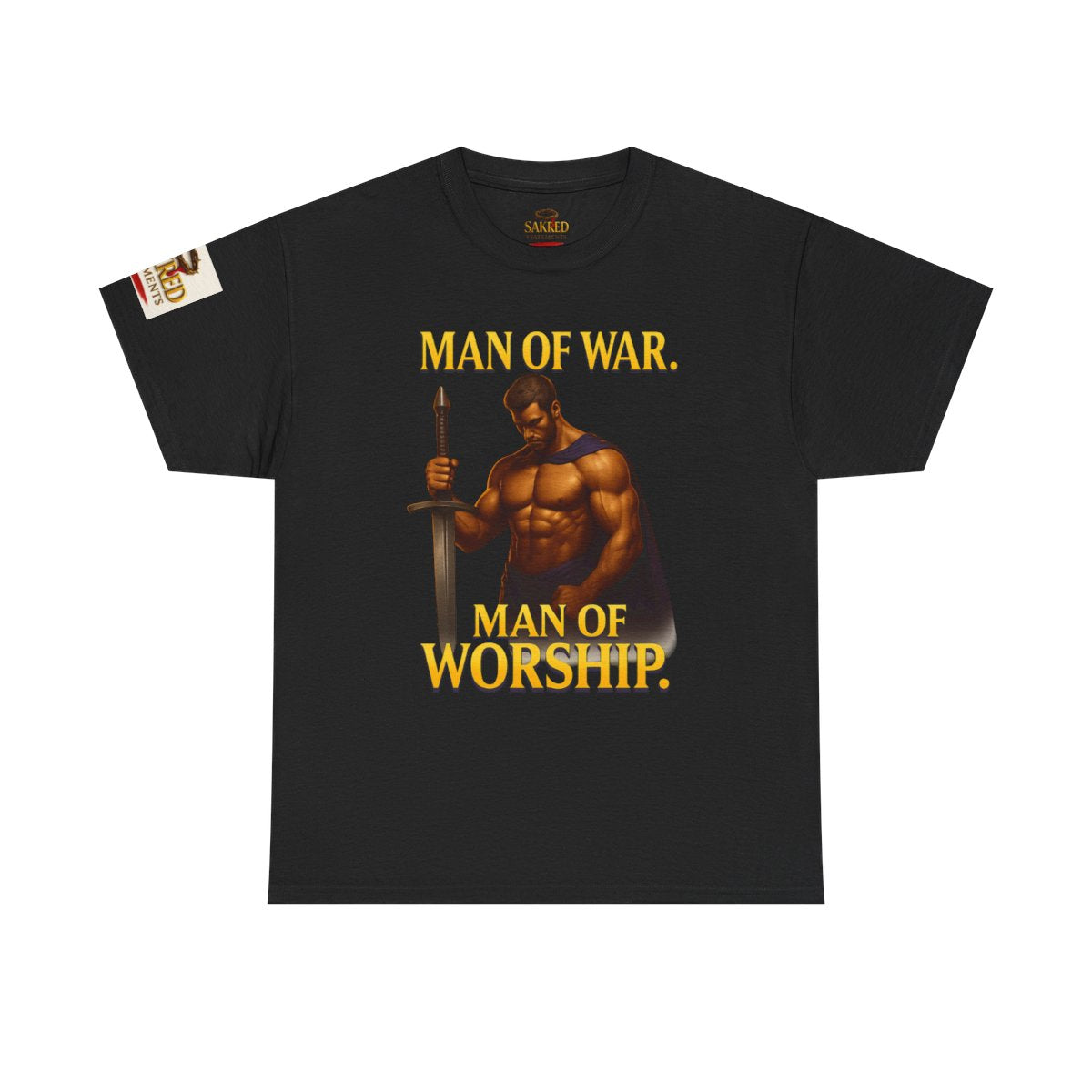 “Warfare & Worship” Male Tee – Man of War. Man of Worship (Exodus 15:2-3)